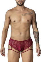 CandyMan Garter Lace Briefs - Burgundy