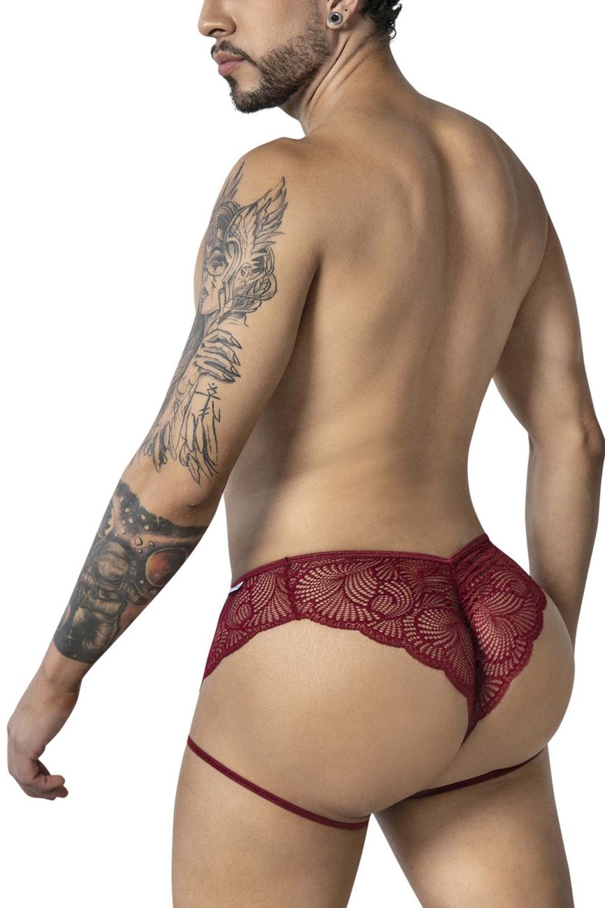 CandyMan Garter Lace Briefs - Burgundy