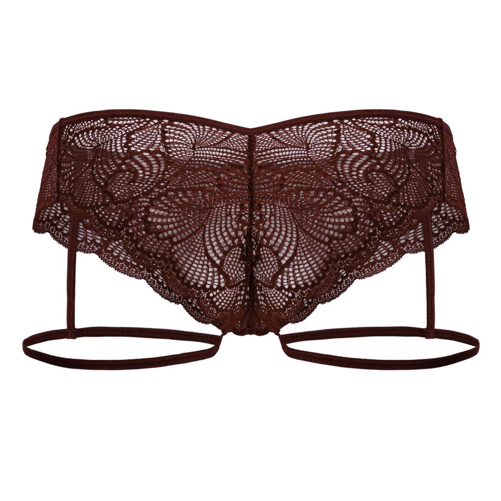 CandyMan Garter Lace Briefs - Burgundy