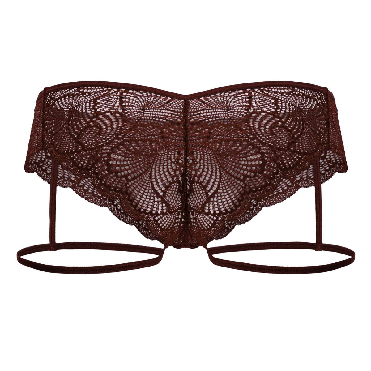 CandyMan Garter Lace Briefs - Burgundy
