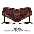 CandyMan Garter Lace Briefs - Burgundy