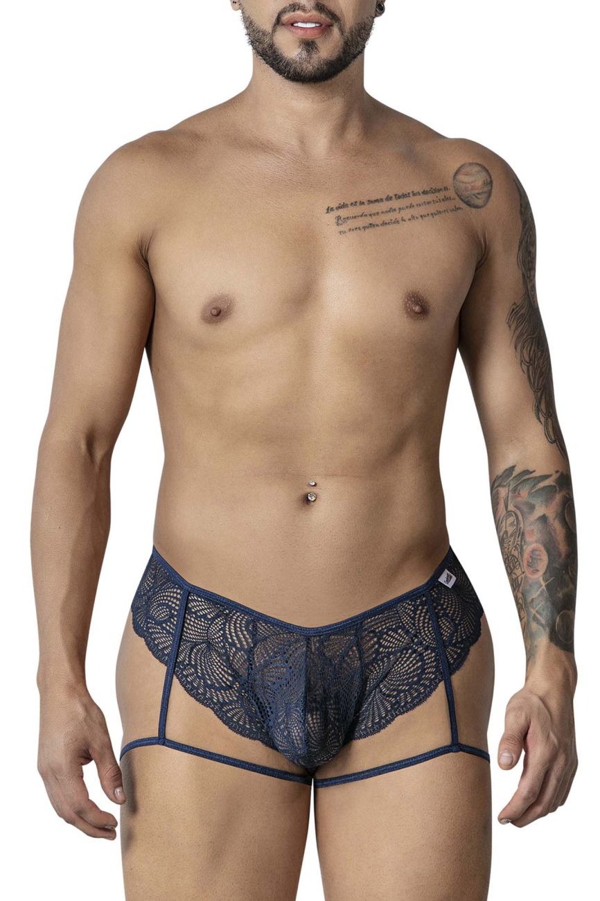 CandyMan Garter Lace Briefs - Navy
