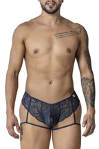 CandyMan Garter Lace Briefs - Navy