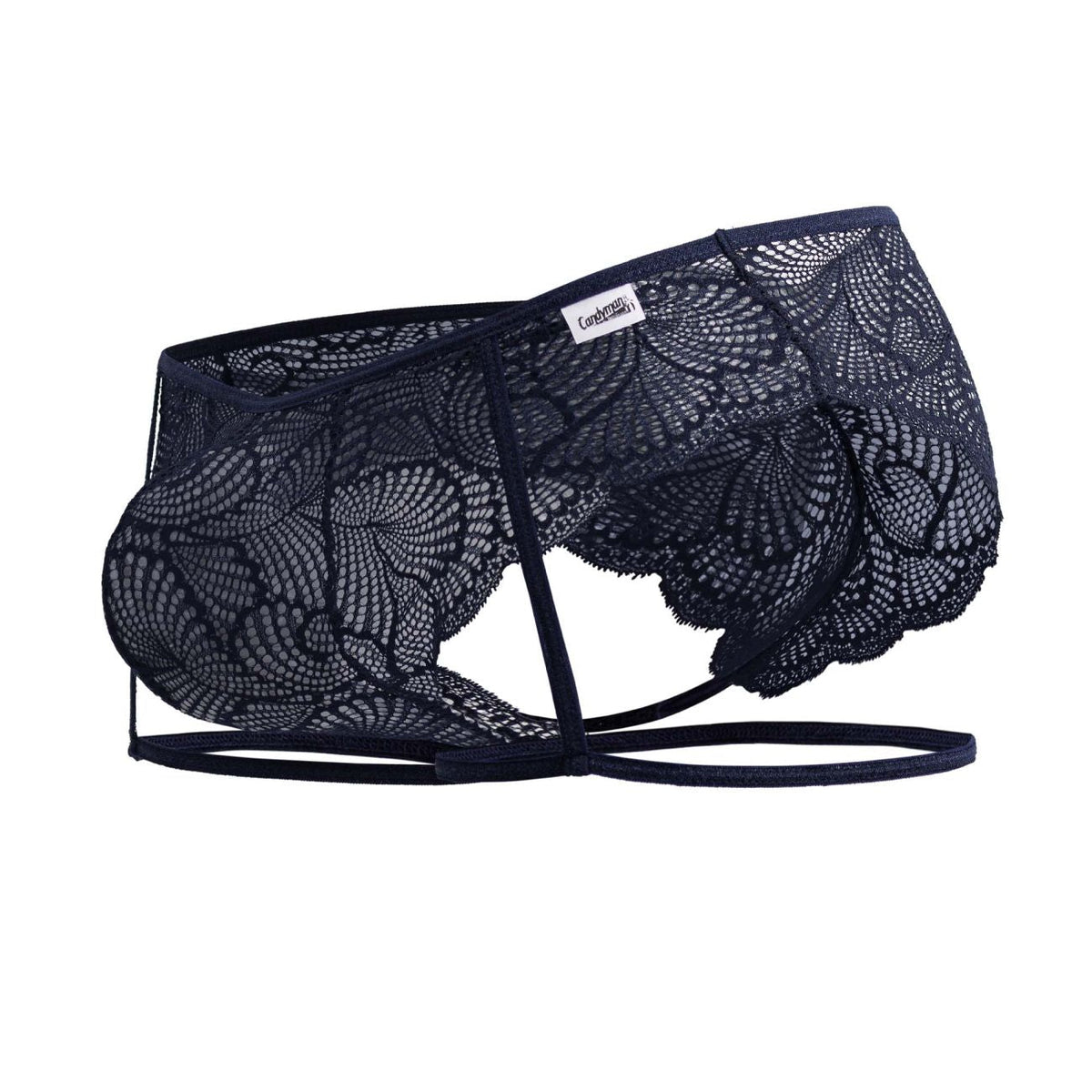 CandyMan Garter Lace Briefs - Navy