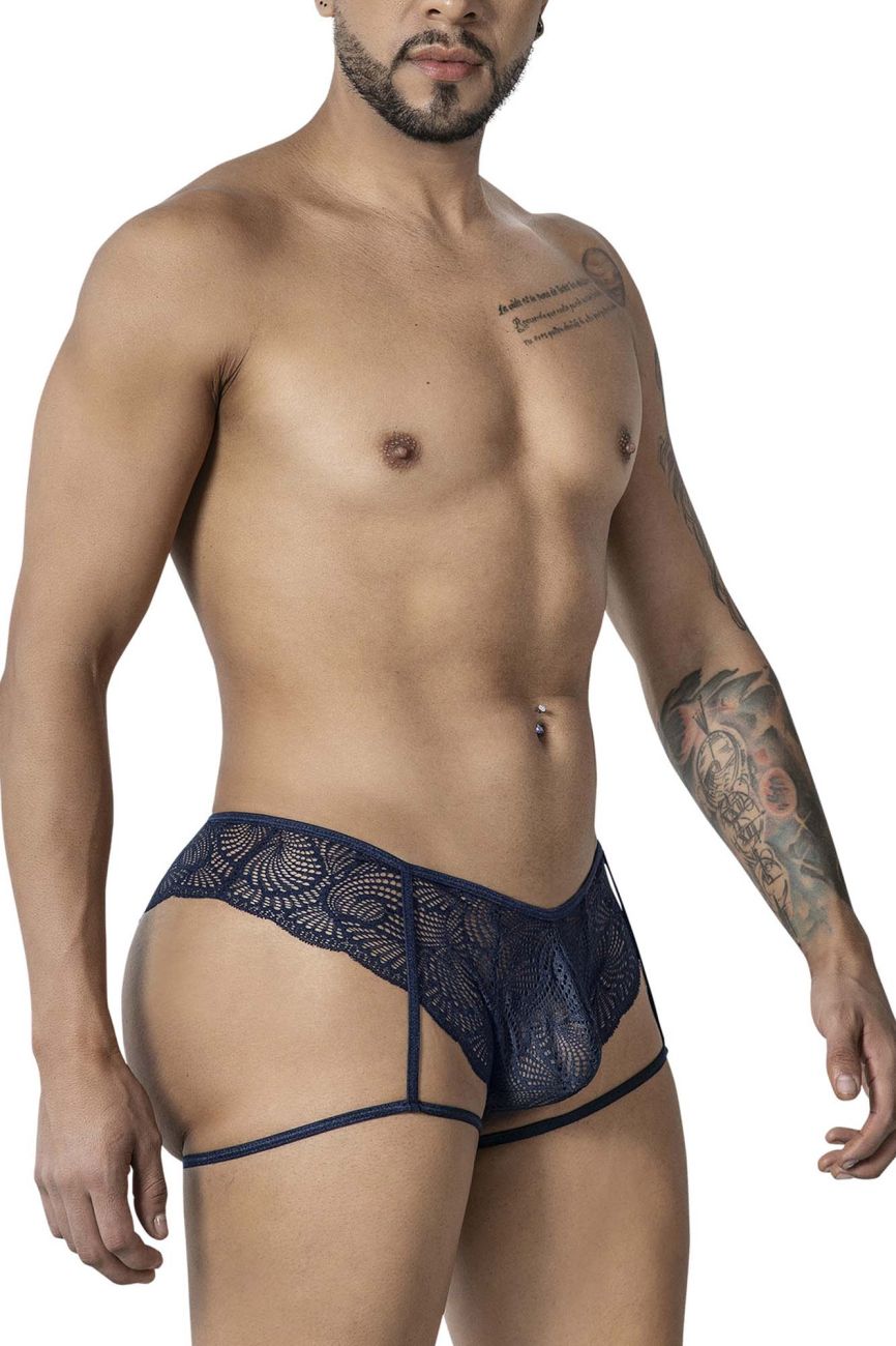 CandyMan Garter Lace Briefs - Navy