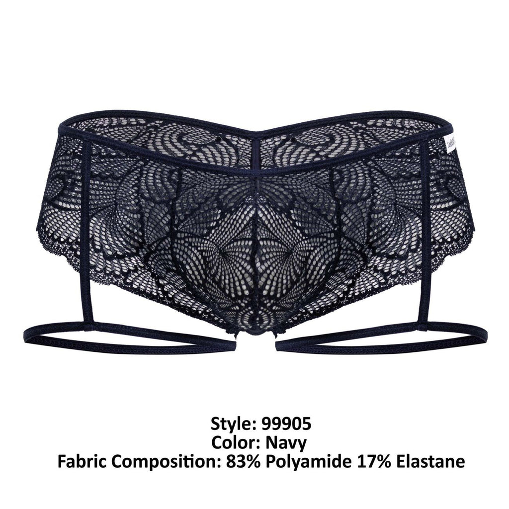 CandyMan Garter Lace Briefs - Navy