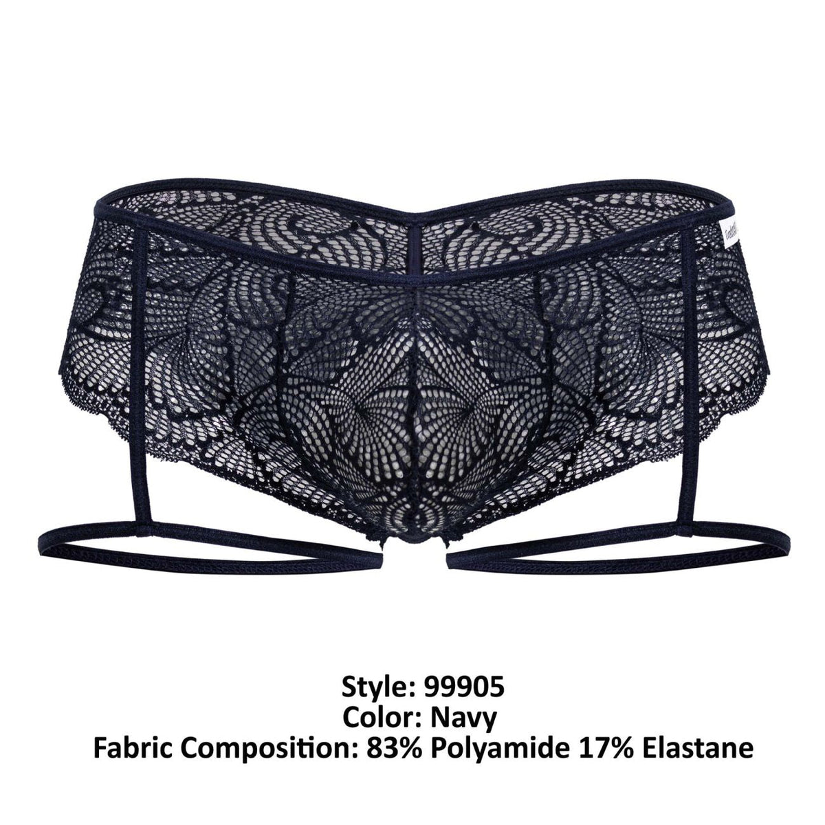 CandyMan Garter Lace Briefs - Navy