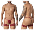 CandyMan Garter Lace Thongs - Burgundy