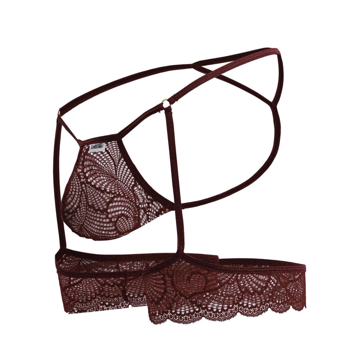 CandyMan Garter Lace Thongs - Burgundy