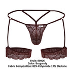 CandyMan Garter Lace Thongs - Burgundy