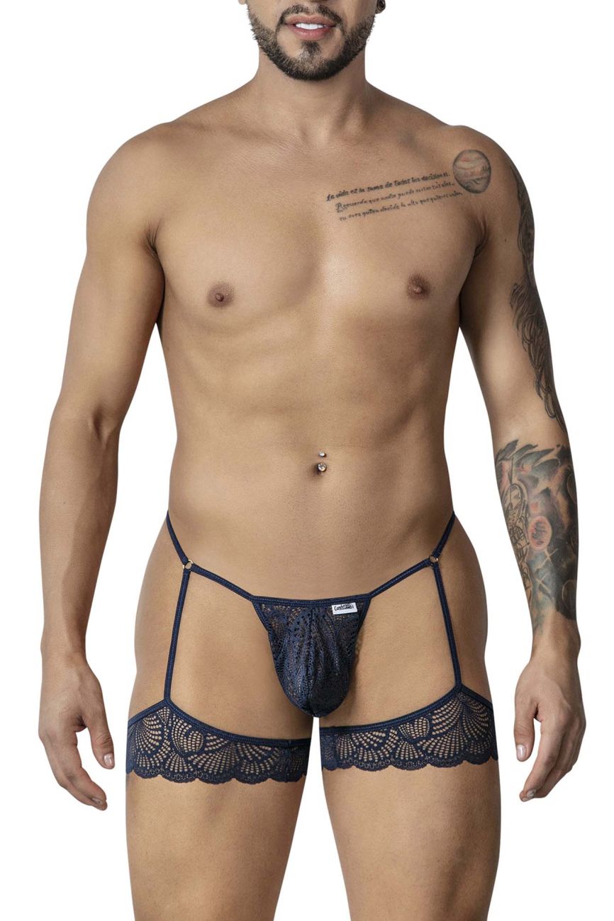 CandyMan Garter Lace Thongs - Navy