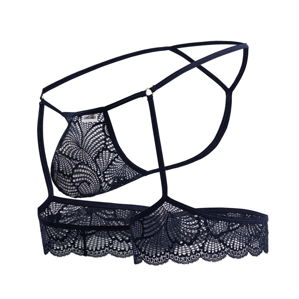 CandyMan Garter Lace Thongs - Navy