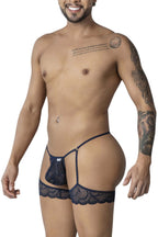 CandyMan Garter Lace Thongs - Navy
