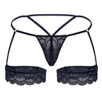 CandyMan Garter Lace Thongs - Navy