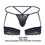 CandyMan Garter Lace Thongs - Navy