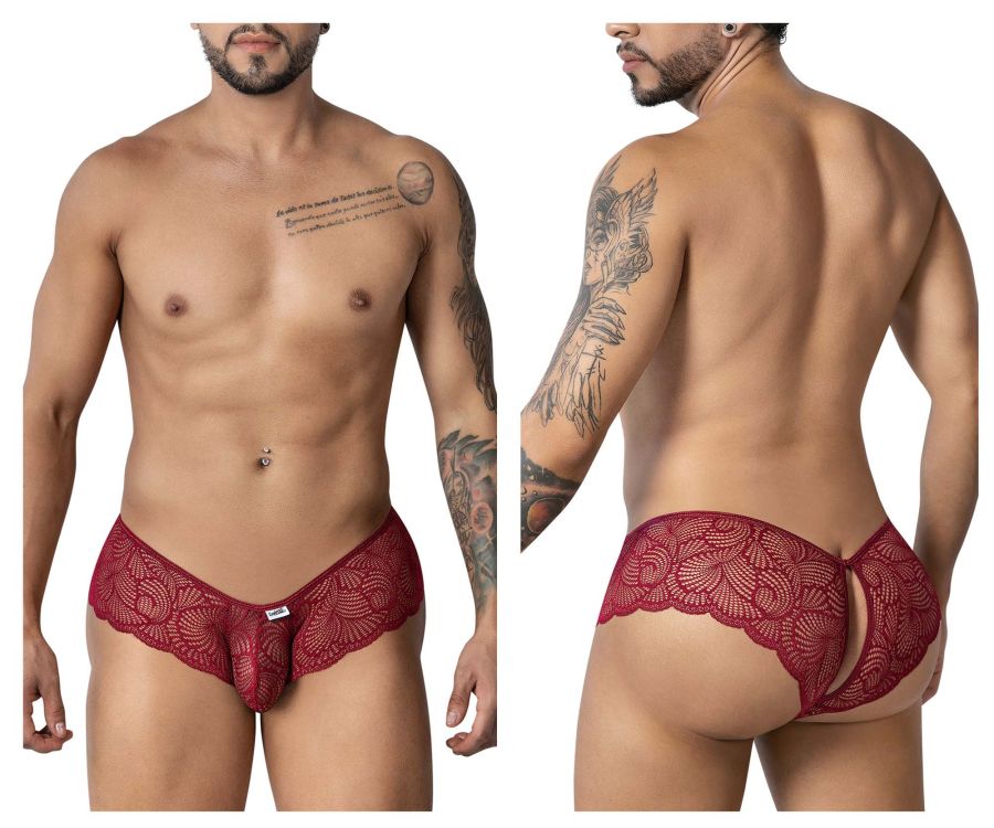 CandyMan Keyhole Back Lace Trunks - Burgundy
