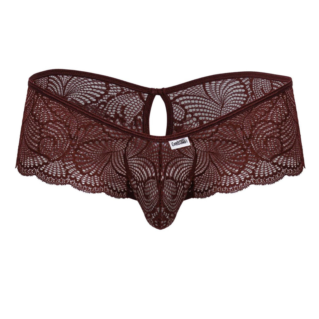 CandyMan Keyhole Back Lace Trunks - Burgundy