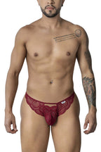 CandyMan Double Strap Lace Thongs - Burgundy