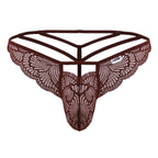CandyMan Double Strap Lace Thongs - Burgundy