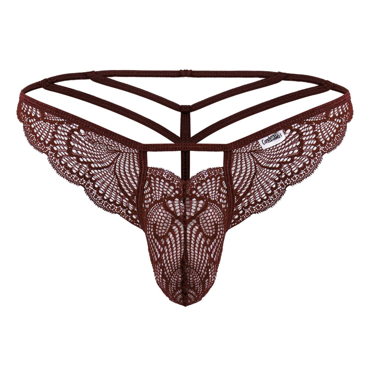 CandyMan Double Strap Lace Thongs - Burgundy
