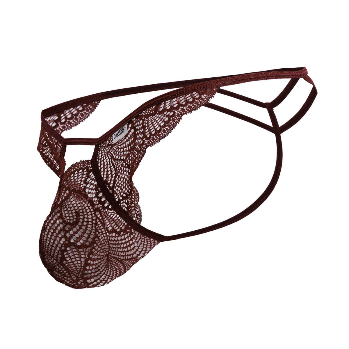CandyMan Double Strap Lace Thongs - Burgundy