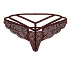 CandyMan Double Strap Lace Thongs - Burgundy