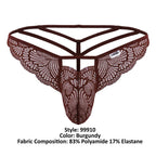 CandyMan Double Strap Lace Thongs - Burgundy