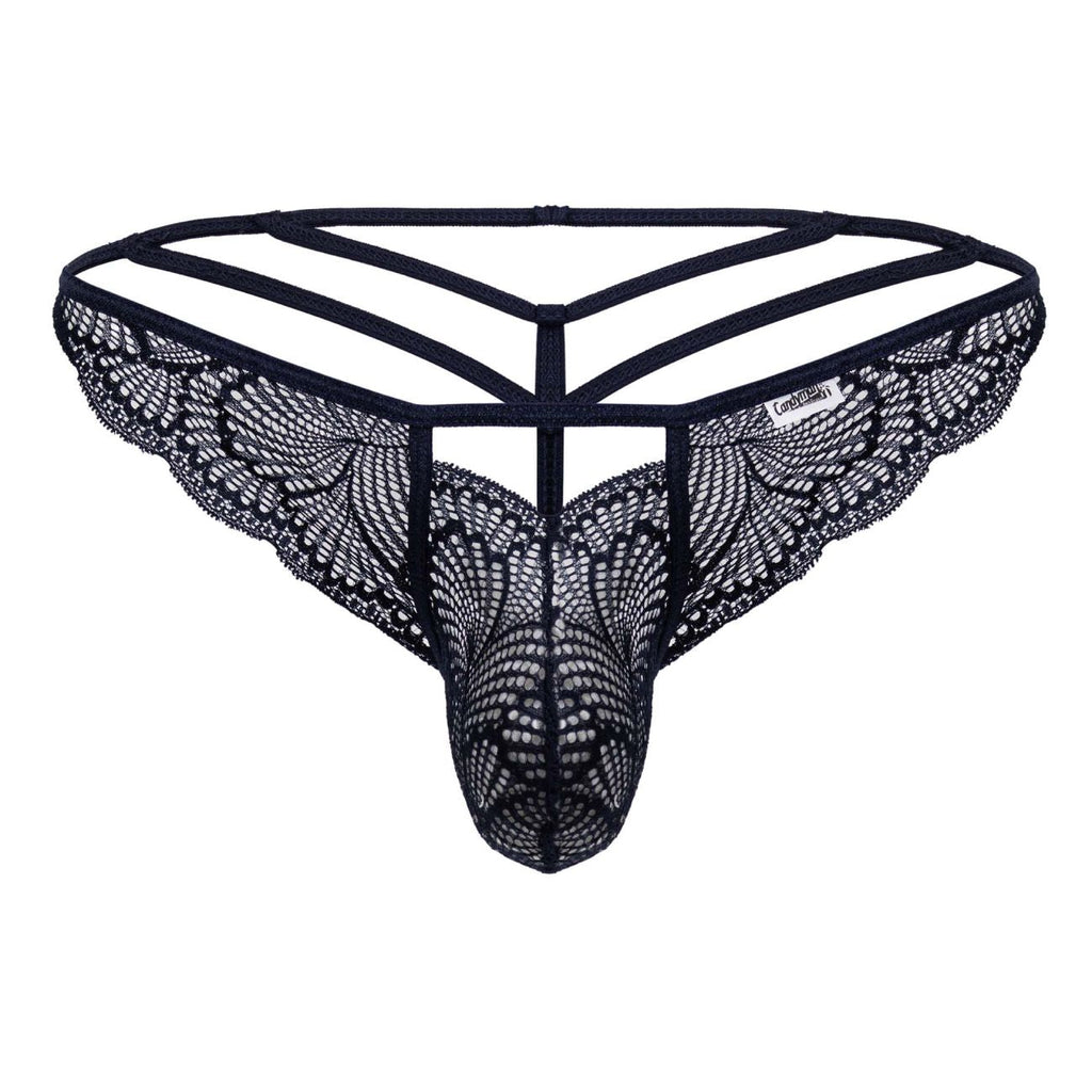 CandyMan Double Strap Lace Thongs - Navy