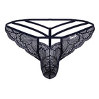 CandyMan Double Strap Lace Thongs - Navy