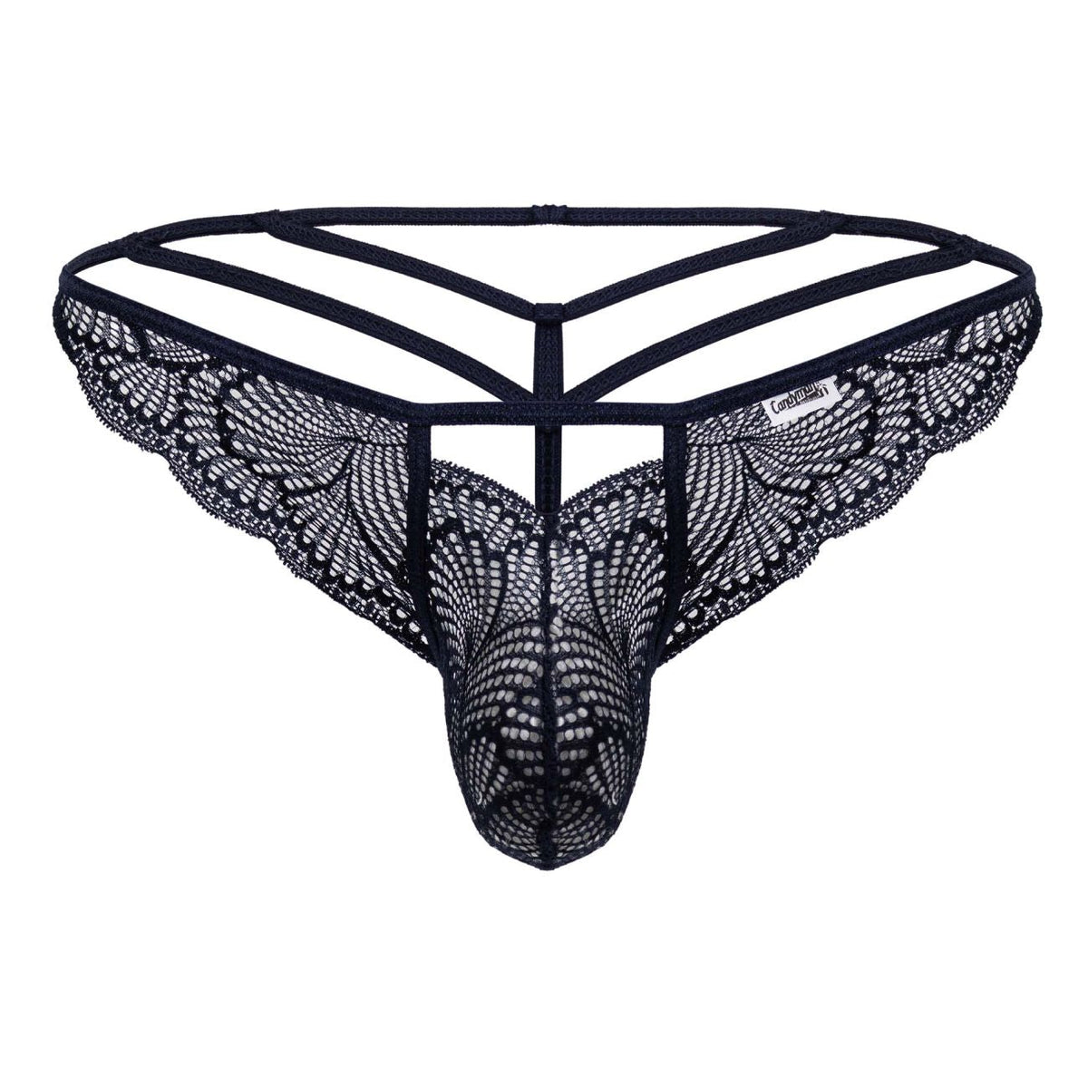 CandyMan Double Strap Lace Thongs - Navy