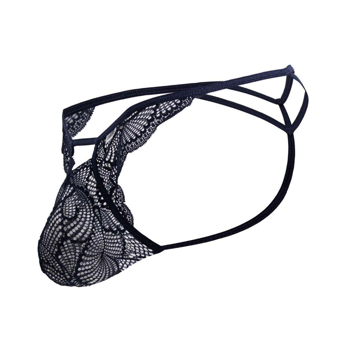 CandyMan Double Strap Lace Thongs - Navy