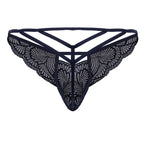 CandyMan Double Strap Lace Thongs - Navy