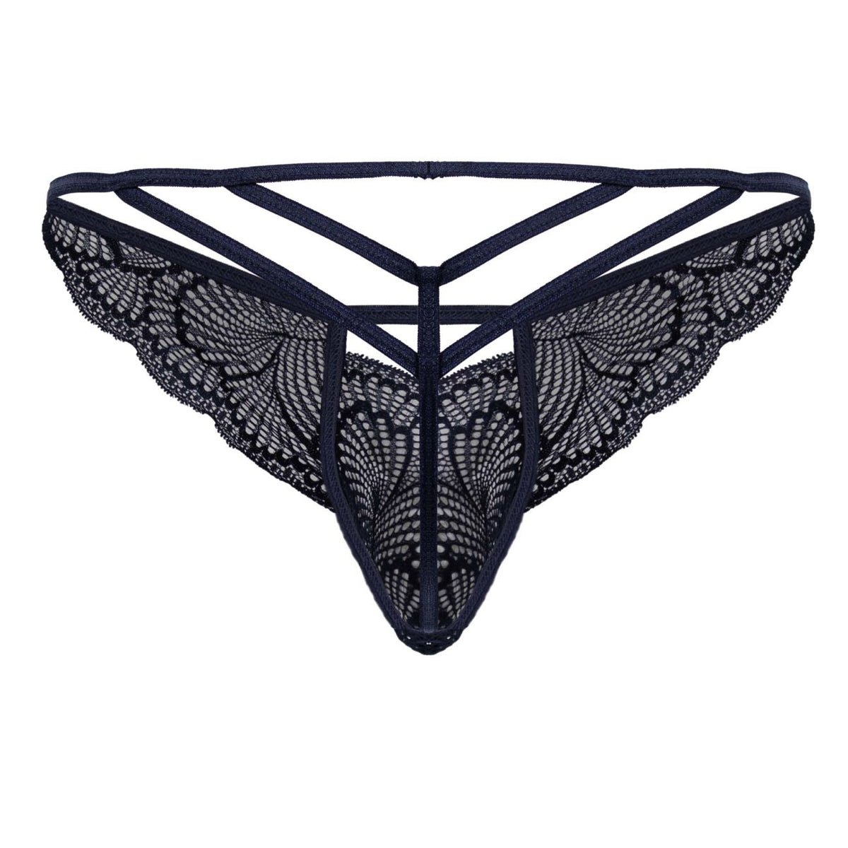 CandyMan Double Strap Lace Thongs - Navy