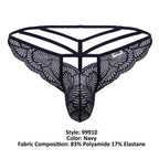 CandyMan Double Strap Lace Thongs - Navy
