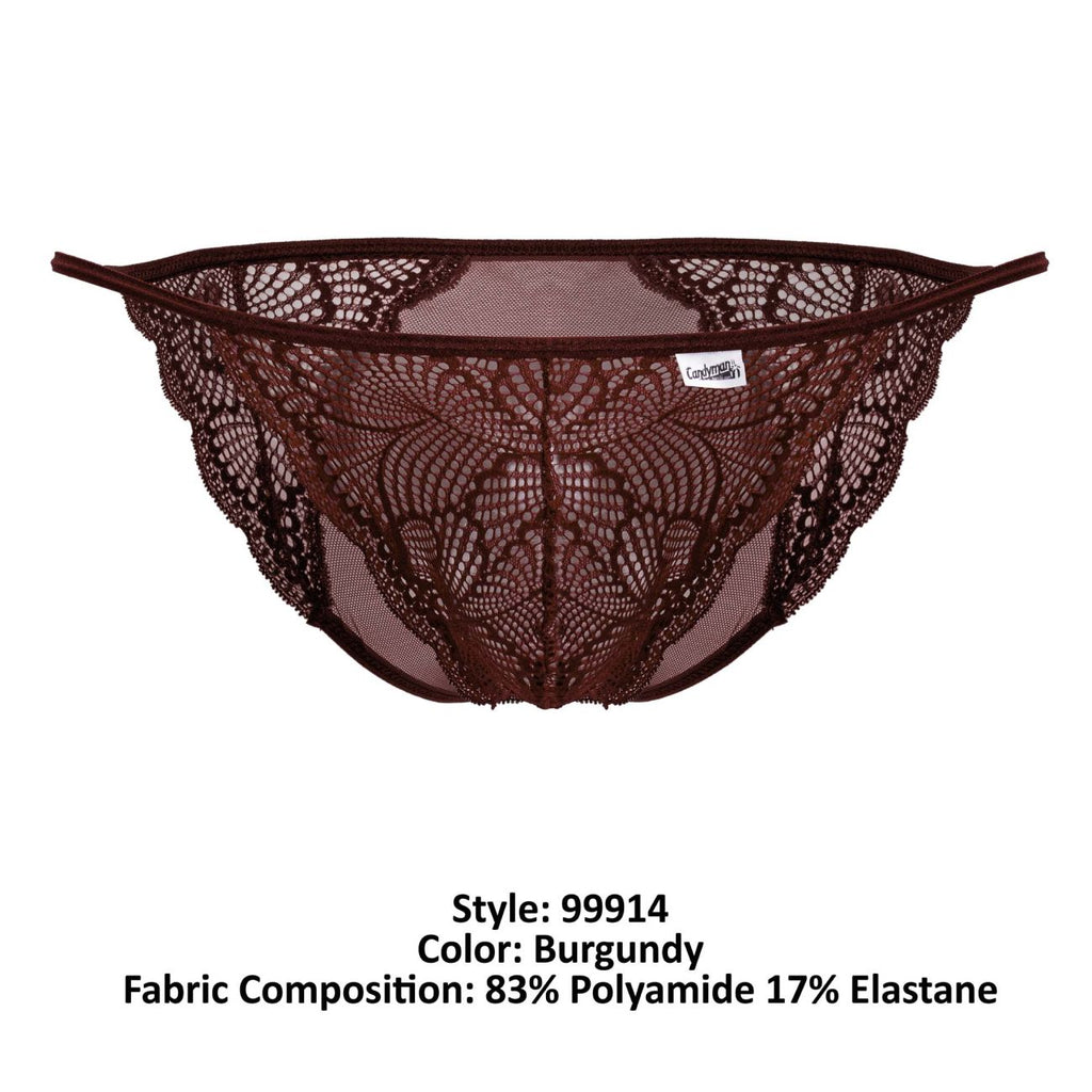CandyMan Lace Briefs - Burgundy