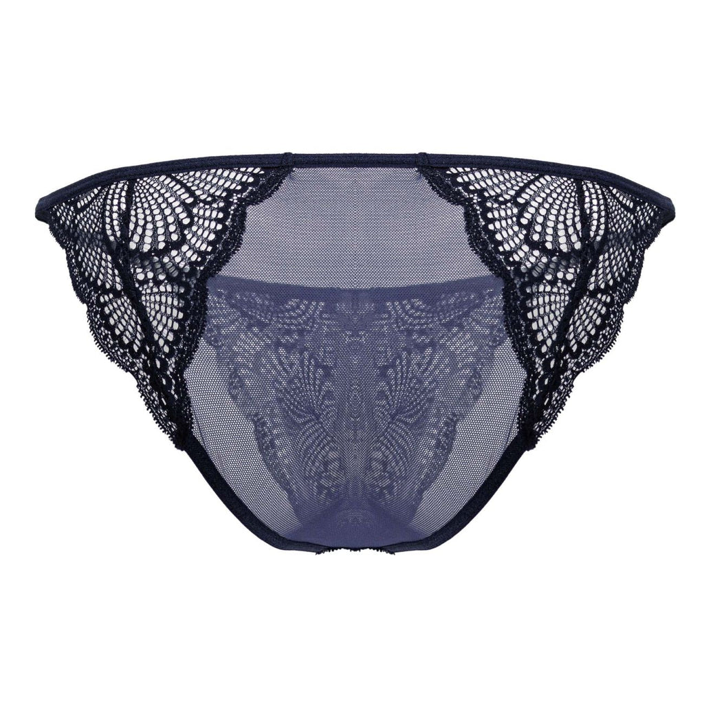 CandyMan Sheer Back Lace Briefs - Navy