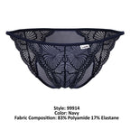 CandyMan Sheer Back Lace Briefs - Navy
