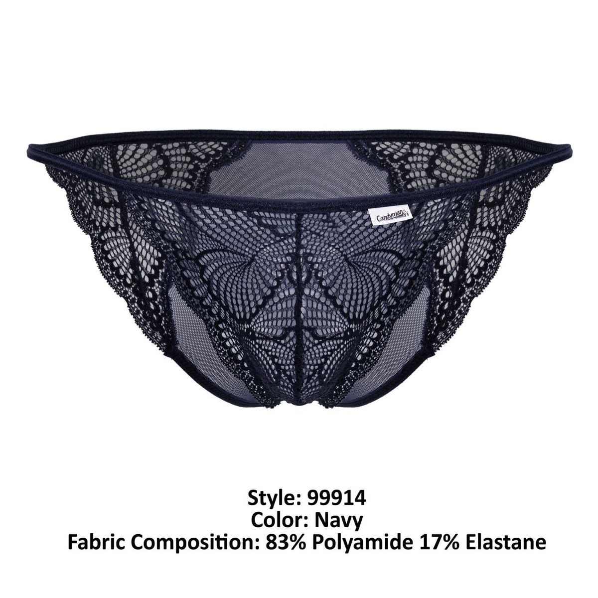 CandyMan Sheer Back Lace Briefs - Navy