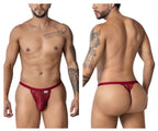 CandyMan Minimal Back Lace Thongs - Burgundy