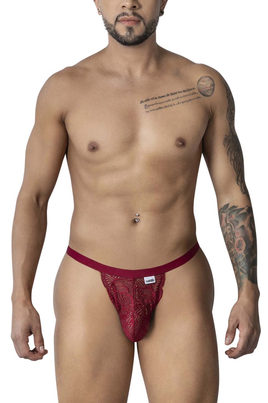 CandyMan Minimal Back Lace Thongs - Burgundy