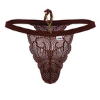 CandyMan Minimal Back Lace Thongs - Burgundy