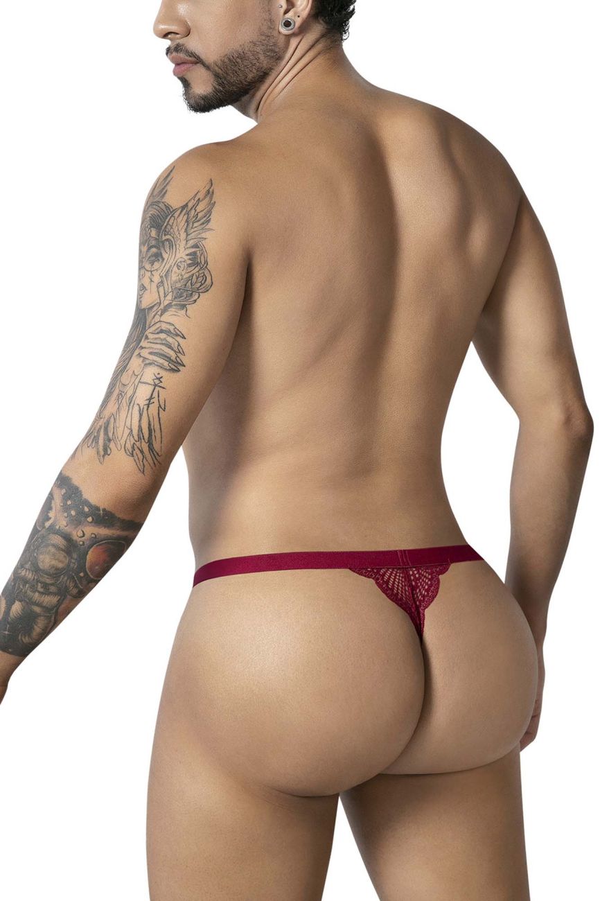 CandyMan Minimal Back Lace Thongs - Burgundy