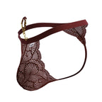 CandyMan Minimal Back Lace Thongs - Burgundy
