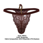 CandyMan Minimal Back Lace Thongs - Burgundy