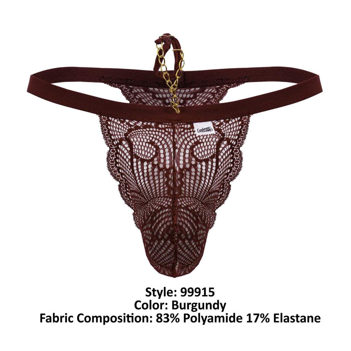 CandyMan Minimal Back Lace Thongs - Burgundy