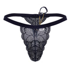 CandyMan Minimal Back Lace Thongs - Navy