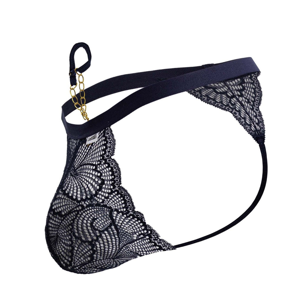 CandyMan Minimal Back Lace Thongs - Navy