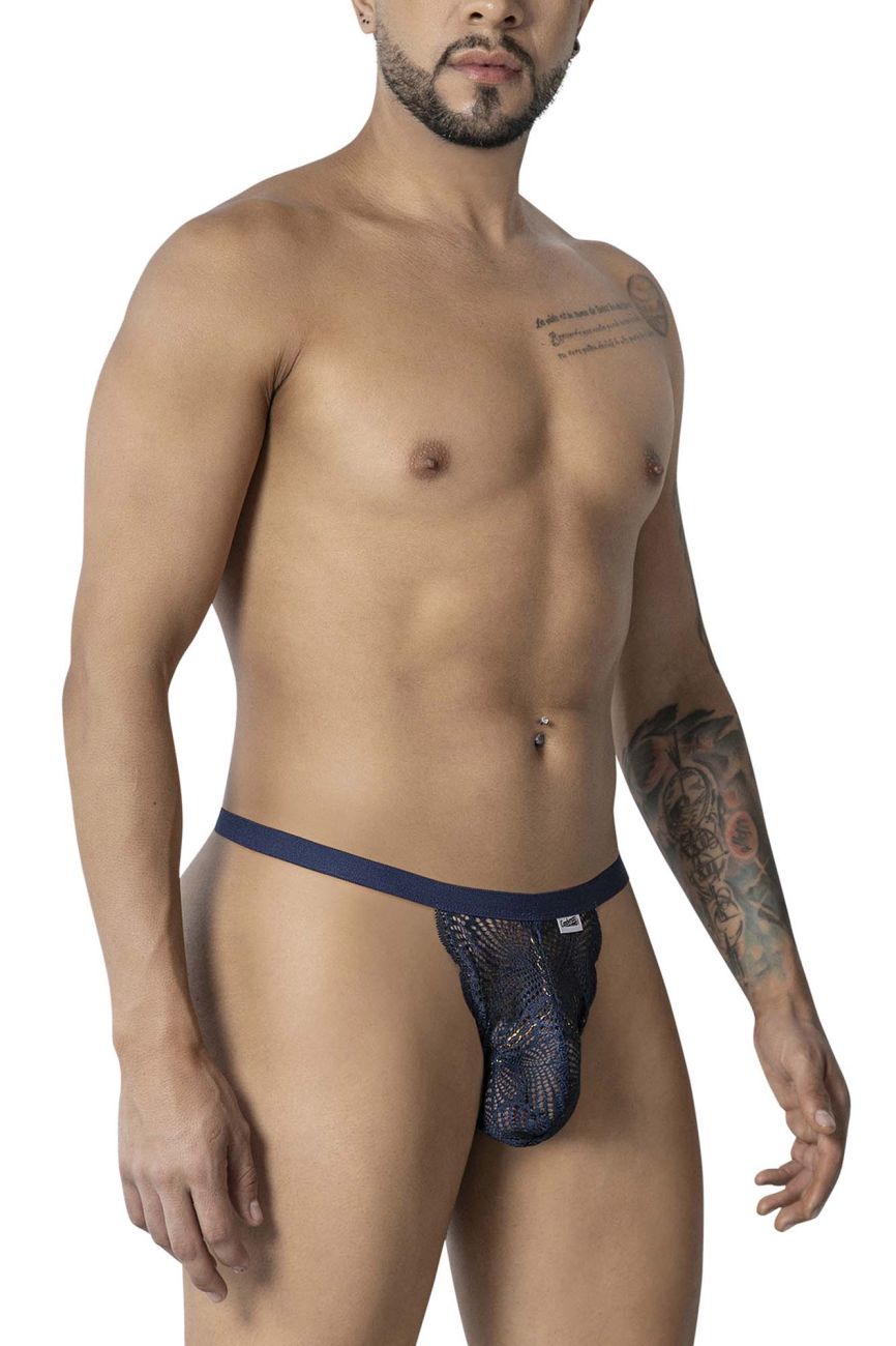 CandyMan Minimal Back Lace Thongs - Navy