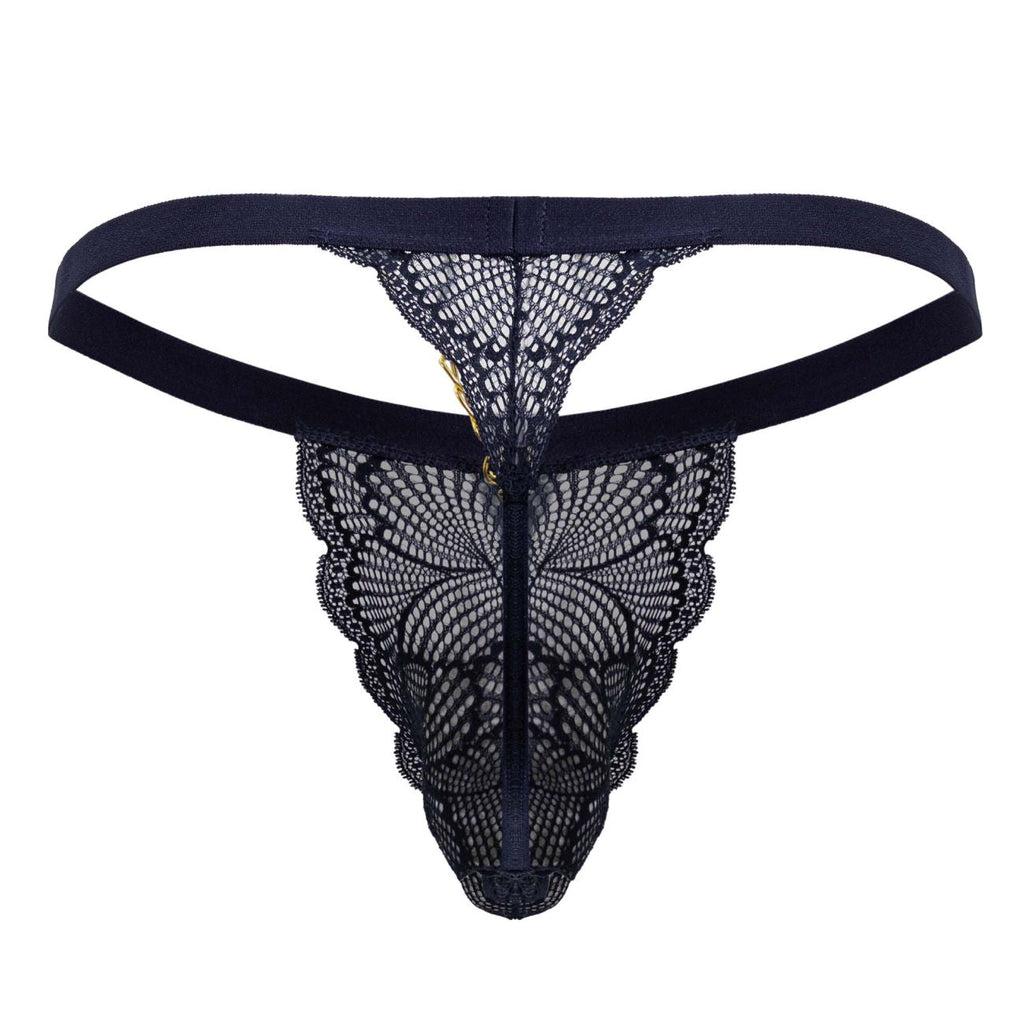 CandyMan Minimal Back Lace Thongs - Navy