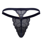 CandyMan Minimal Back Lace Thongs - Navy